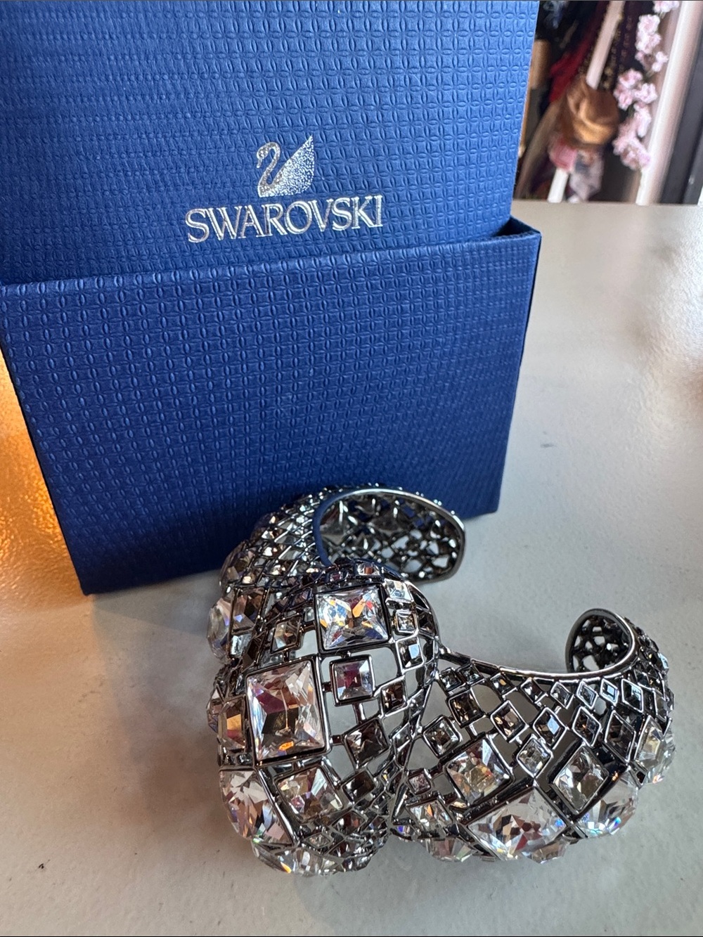 Swarovski Crystal Embellished Big Silver Statement Cuff